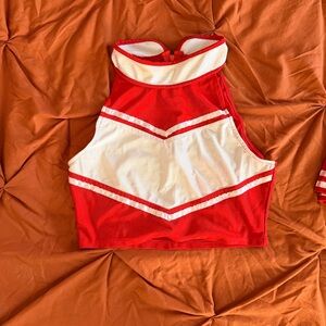 Red and White cheerleading uniform